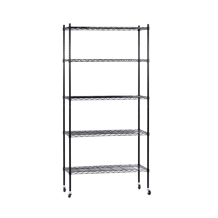 90cm 5 Tier Wire Shelving Rack, 5 Tier Wire Shelving Rack With Wheels