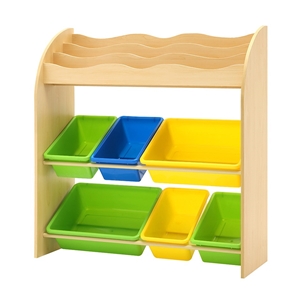 Artiss Kids Bookshelf Toy Box Organizer 