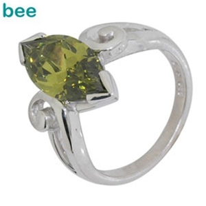 Bee Silver Ring with Green Zirconia "Big