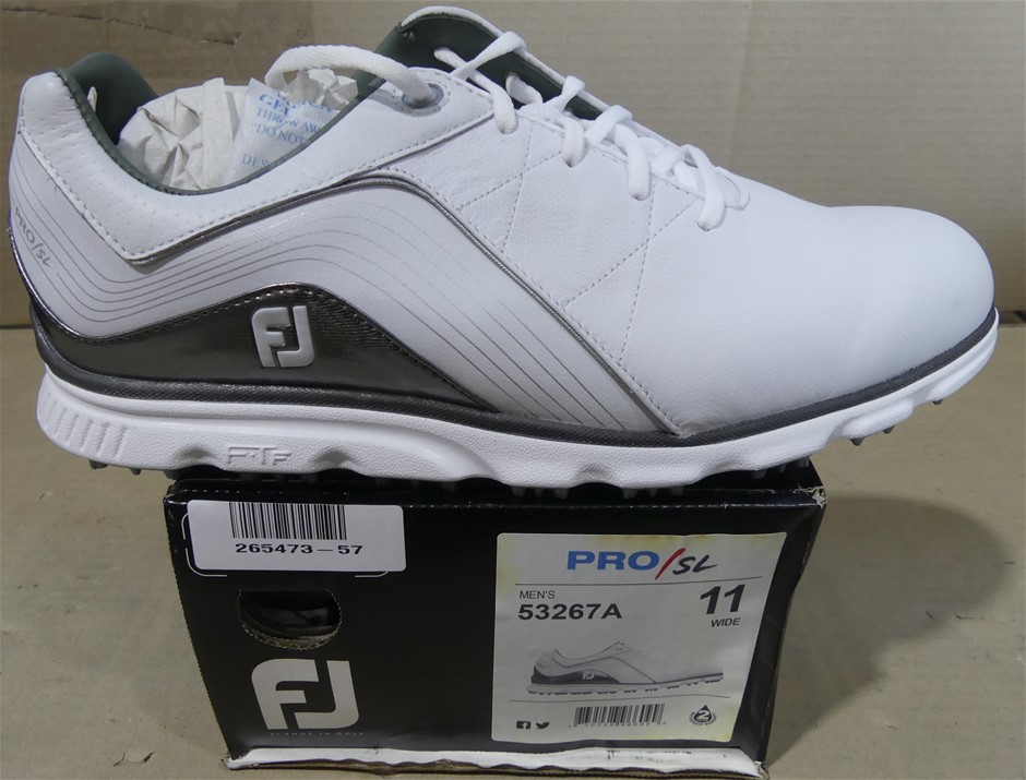 FootJoy Pro/SL Golf Man Shes, Size: 11 Wide US, (Whte/Silver) (53267A ...