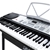 Alpha 61 Keys Electronic Piano Keyboard LED Electric Silver w/ Music Stand