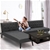 Sarantino 3-Seater Faux Leather Wooden Sofa Bed Chaise Sofa Black