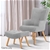 Artiss Armchair and Ottoman - Light Grey