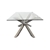 Dining Table in Crisscross Glossy Stainless Steel Base with 12mm Glass Top