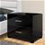 Artiss High Gloss Two Drawers Bedside Table - Black