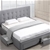 Levede Bed Frame Double Fabric With Drawers Wooden Mattress Grey