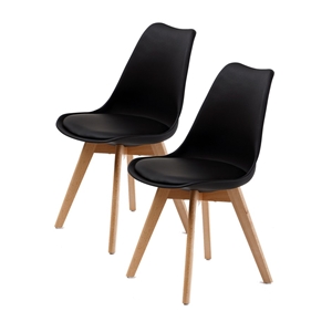 2X Padded Seat Dining Chair - BLACK