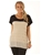 Pumpkin Patch Maternity Knit Woven Pleated Tee