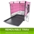 24" Foldable Wire Dog Cage with Tray + PINK Cover