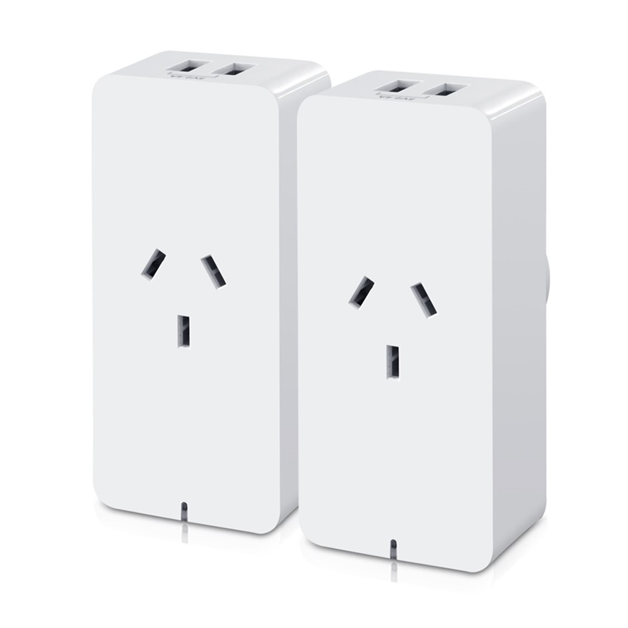 2 Pack Compatible with Alexa for iOS Android UL Listed Timer Xenon WiFi Smart Plug 16A Outlet with 2 USB Ports 