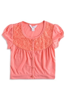 Pumpkin Patch Girl's Ss Lace Trim Cardig