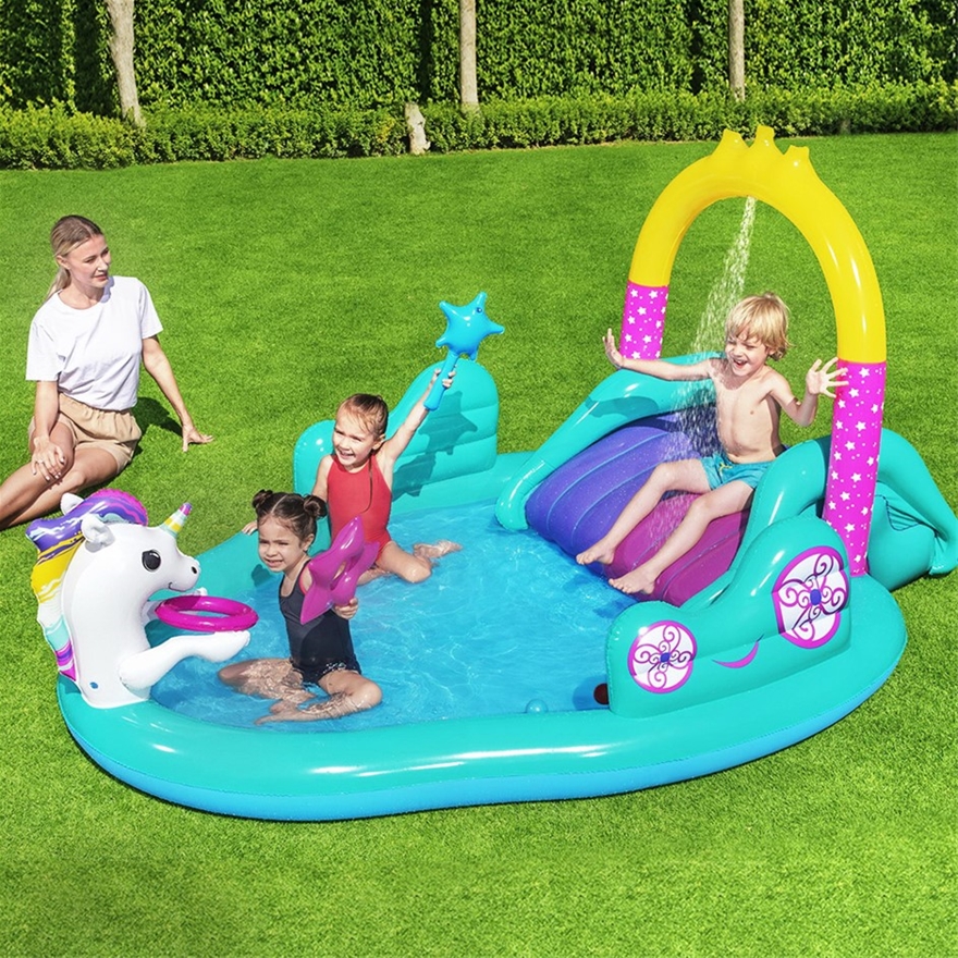 Color : Blue, Size : 8ft JOYGOOD Inflatable Pools Inflatable Pools Large Sturdy Swimming Pool with Octagonal Support Family Adult Children Paddling Pool Outdoor Fishing Pond 