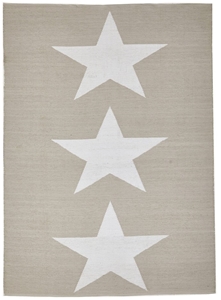 Large Taupe Upcycled Star Flatwoven Rug 