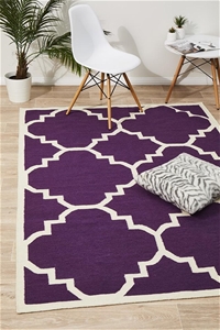 Large Purple Handmade Wool Trellis Flatw