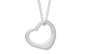 Heart Necklace 18"" Chain with Clasp Rho
