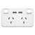 4PK - Wall plate Dual Powerpoint 2.1Amp w/2 USB Port Charger