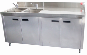 DOUBLE BOWL SINK WITH CUPBOARD STORAGE