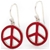 Sterling Silver Red Enamel Peace-Sign Earrings