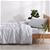 Natural Home Classic Pinstripe Linen Quilt Cover Set Queen Bed White/Navy