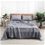 Natural Home Classic Pinstripe Linen Sheet Set Double Bed Navy and White