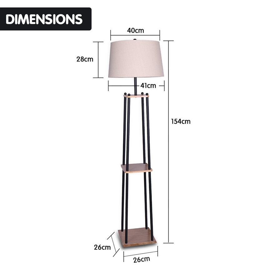 Metal Etagere Floor Lamp With Wood, Wood Etagere Floor Lamp