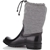 Dolce & Gabbana Women's Grey/Black Fabric Pull Wellington Boots