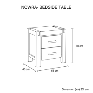 Bedside Table 2 drawers Night Stand Soli