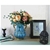 SOGA Blue Colored European Glass Decor Flower Vase w/ Two Metal Handle