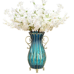 SOGA 51cm Blue Glass Floor Vase and 10pc