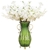 SOGA 51cm Green Glass Floor Vase and 10pcs White Artificial Fake Flower Set