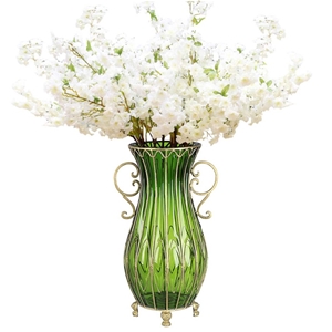 SOGA 51cm Green Glass Floor Vase and 10p