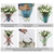 SOGA Blue Glass Flower Vase with 4 Bunch 11 Heads Artificial Rose Set