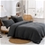 Dreamaker Premium Quilted Sand Wash Quilt Cover Set Charcoal Super King Bed