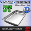 Unused 1/1 Gastronorm Trays 40mm - 6 Pack