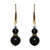 Exquisite Natural Round Black Agate Adorned w/ Swarovski® Crystal Earrings