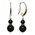 Exquisite Natural Round Black Agate Adorned w/ Swarovski® Crystal Earrings
