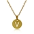 Letter 'V' Gold Plated Stainless Steel Necklace with 20 Inch Chain