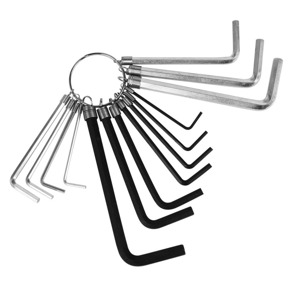 14pcs Hex Key Wrench Set Hexagon End Kit Repair Hand Tools Key Ring New