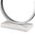Pair BRIDGEPORT Marble Table Lamps, Polished Chrome Steel Halo Design, Natu