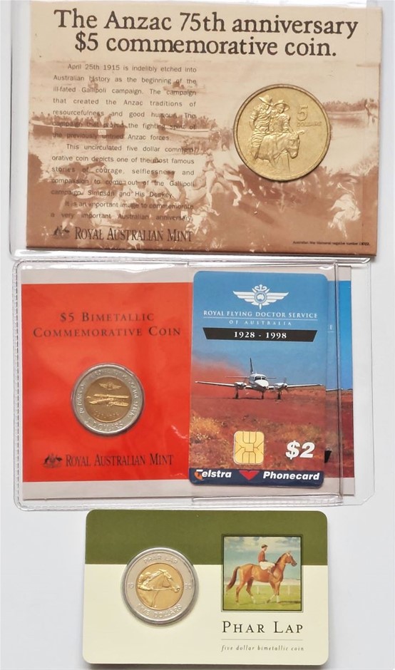 Royal Australian Mint Flying Doctor Service Uncirculated Bimetallic 5 Dollar Coin