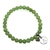 Natural Round Light Green Flower Jade & Letter 'A' w/ Heart Charm Bracelet