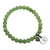 Natural Round Light Green Flower Jade & Letter 'K' w/ Heart Charm Bracelet