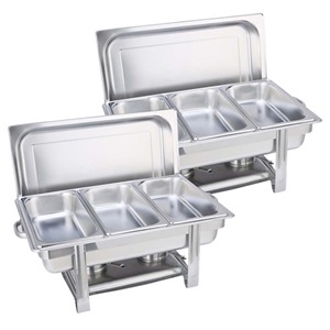 SOGA 2X Triple Tray Stainless Steel Chaf
