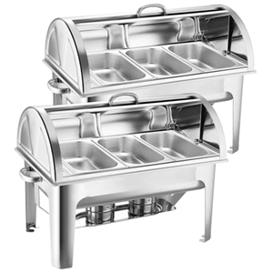 SOGA 2X Stainless Steel Roll Top Chafing