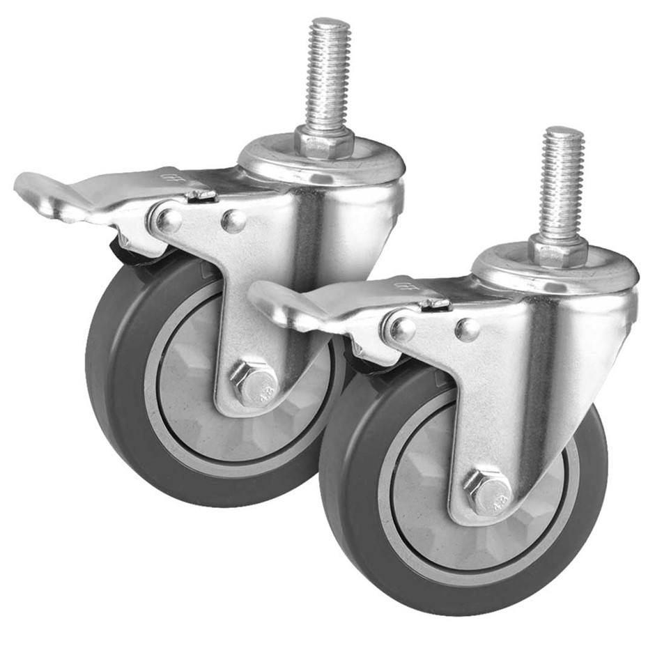 SOGA 2 x 4" Heavy Duty Polyurethane Swivel Castor Brake Wheels