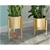 SOGA Reversible Gold Metal 45CM Plant Stand Flower Pot Holders Rack Display