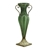SOGA Green Colored European Glass Flower Vase Solid Base Metal Handle