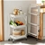 SOGA 3 Tier Steel White Foldable Kitchen Cart Shelf Organizer with Wheels