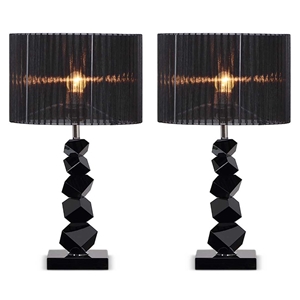 SOGA 2x 60cm Black Table Lamp with Dark 