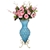 SOGA 67cm Blue Glass Floor Vase and 12pcs Pink Artificial Fake Flower Set